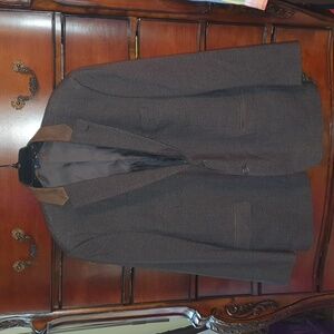 Men's Savile Row Brown Check Plaid Blazer Jacket sz 46R